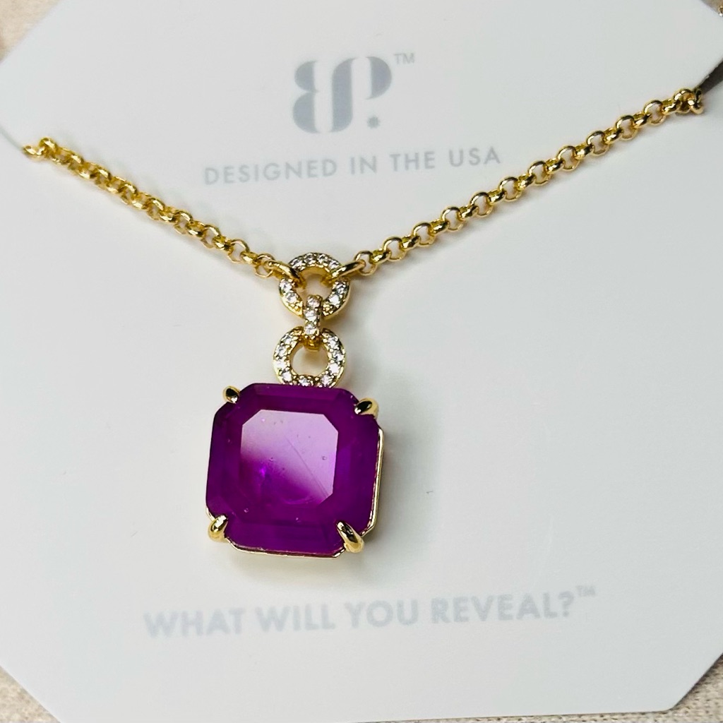Bomb Party Purple Fluorite Fused With Quartz Necklace On Gold Plating Nk75251